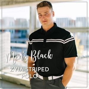 ZYIA Men's Black Striped Polo
